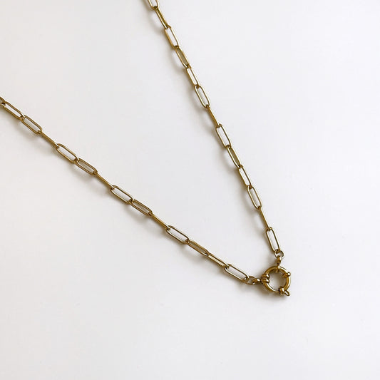 Paper Clip Clasp Chain - Gold