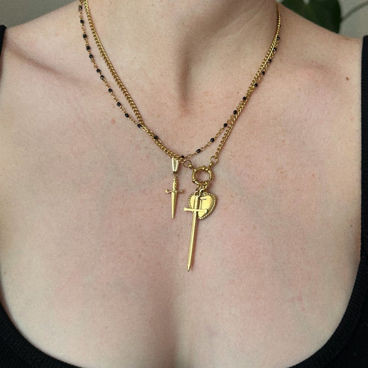 Gold Vintage Heart Letter Charm