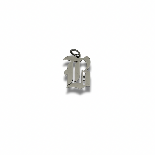 Old English Letter Charm Silver