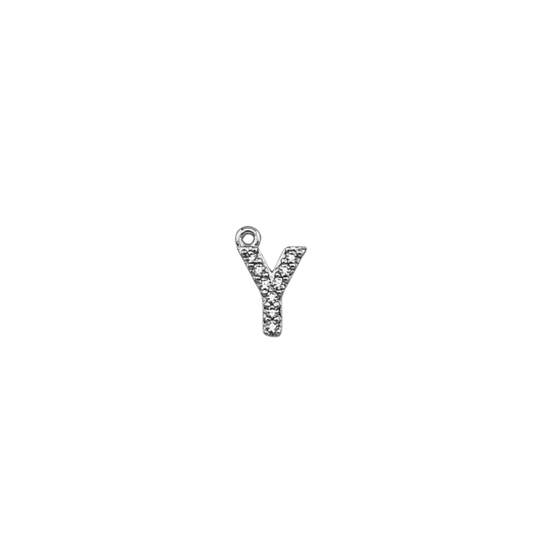Dainty Sparkling Letter Charm Silver