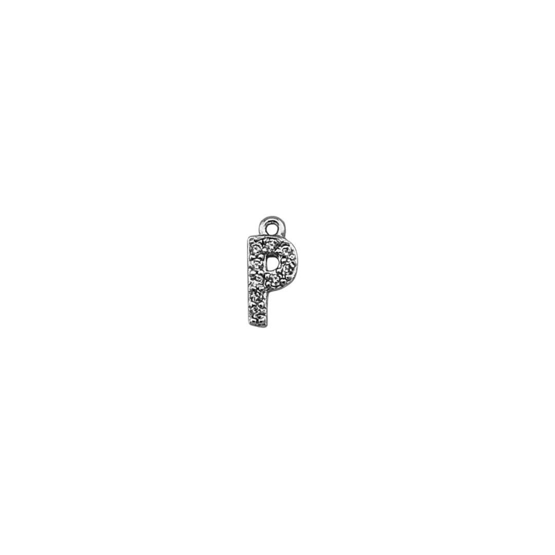 Dainty Sparkling Letter Charm Silver
