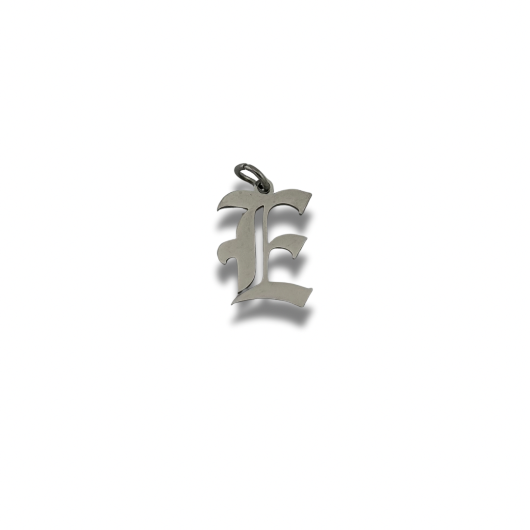 Old English Letter Charm Silver