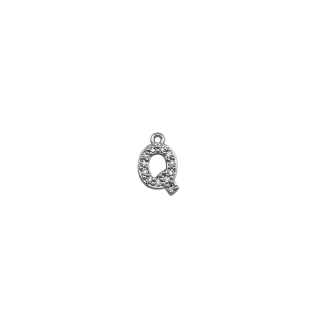 Dainty Sparkling Letter Charm Silver