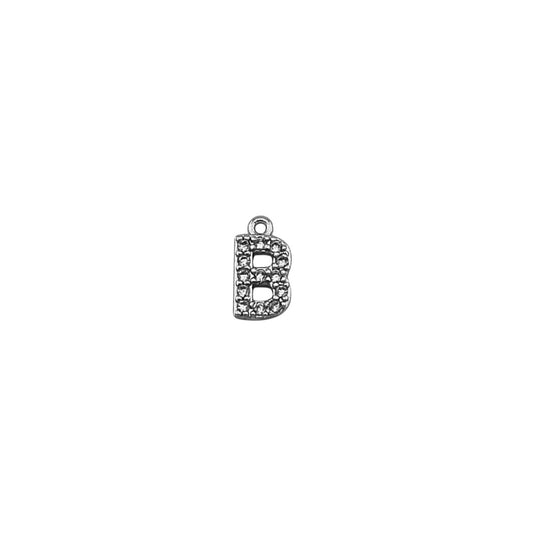 Dainty Sparkling Letter Charm Silver