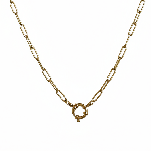 Paper Clip Clasp Chain - Gold