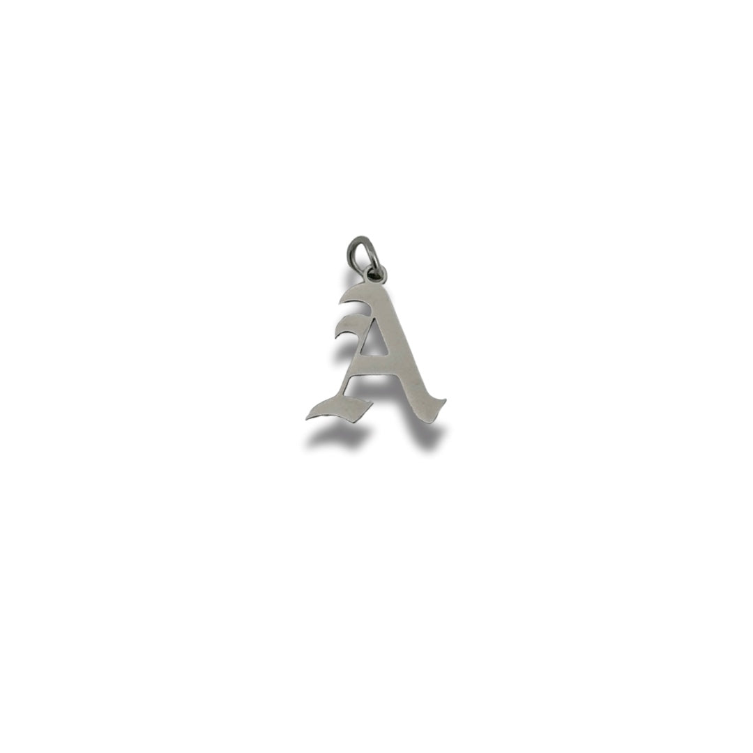 Old English Letter Charm Silver