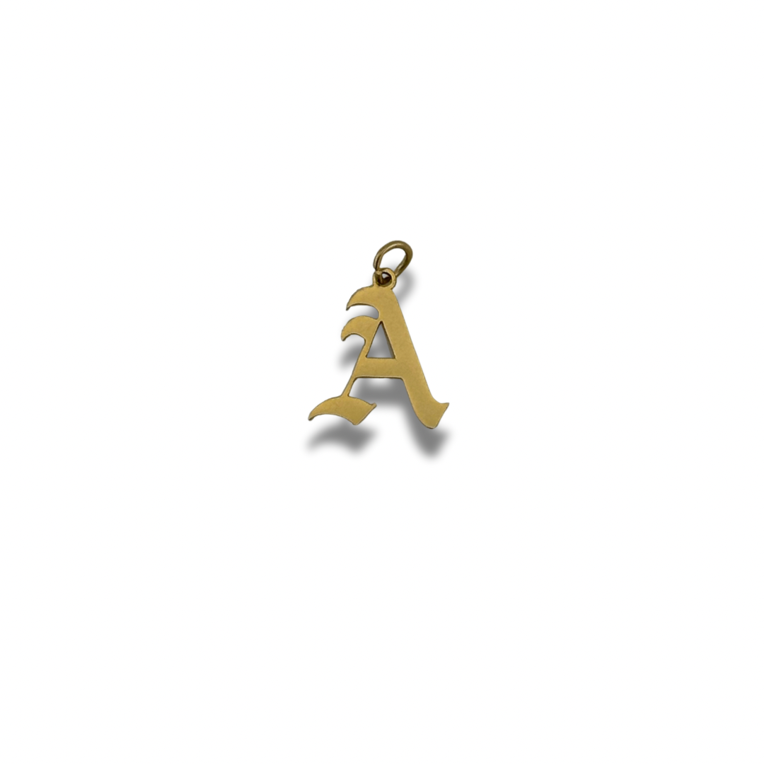 Old English Letter Charm Gold