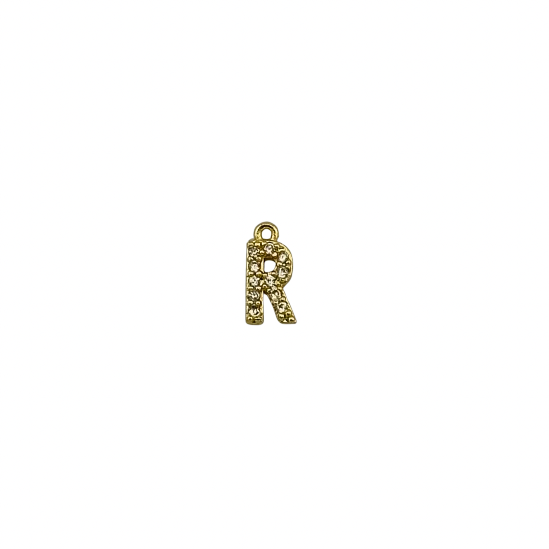 Dainty Sparkling Letter Charm Gold