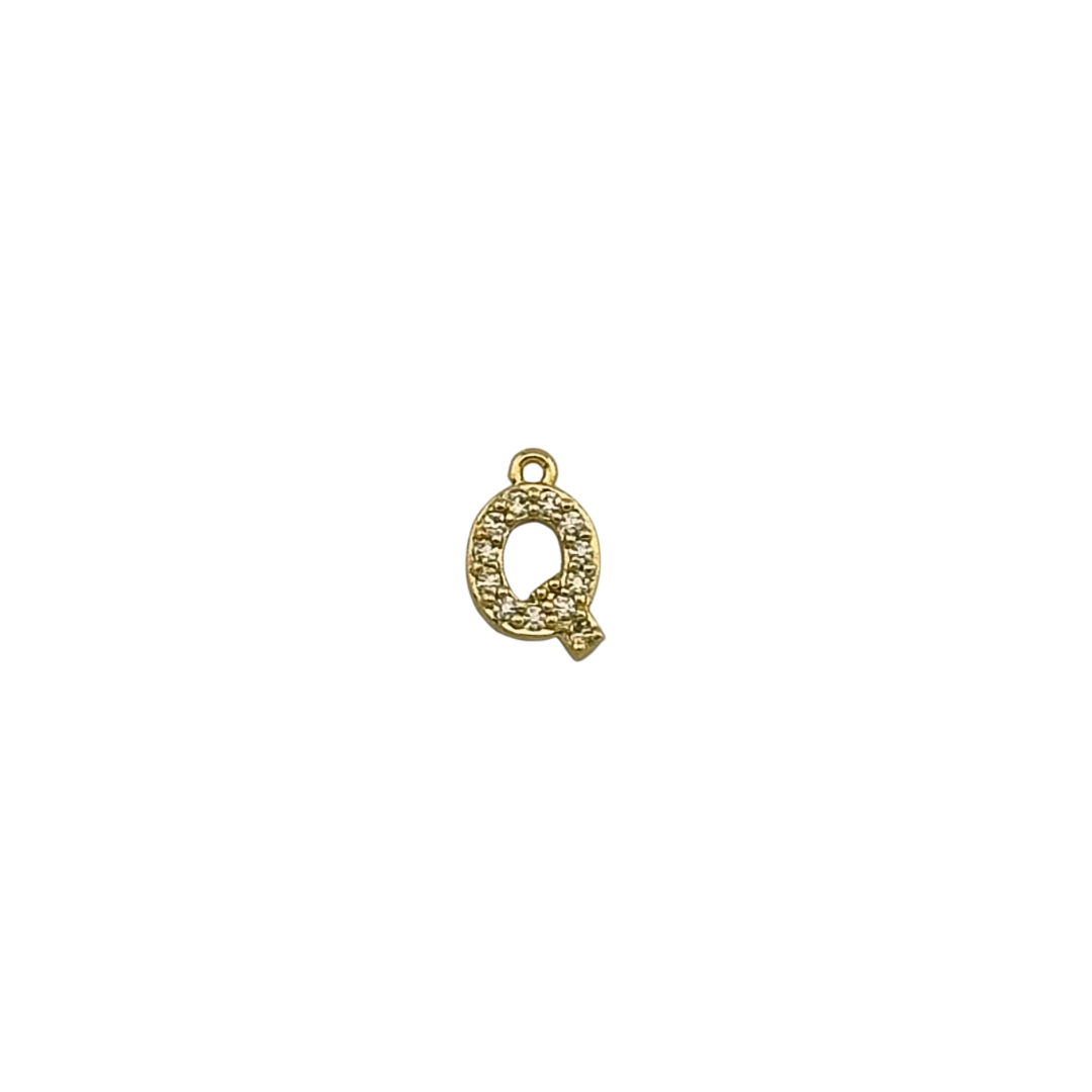 Dainty Sparkling Letter Charm Gold