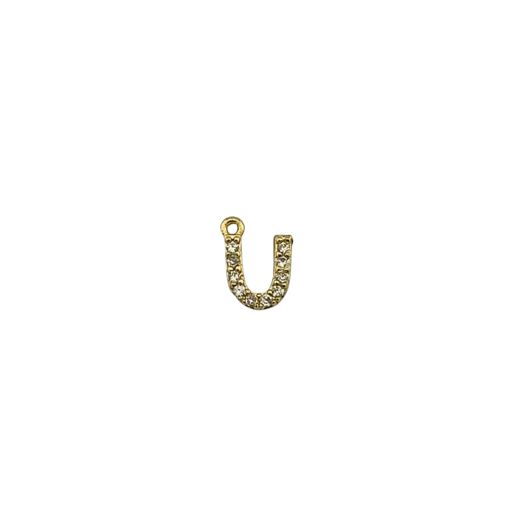 Dainty Sparkling Letter Charm Gold