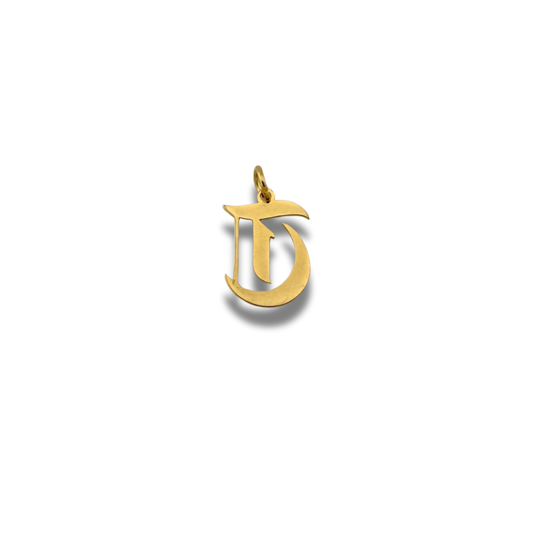 Old English Letter Charm Gold