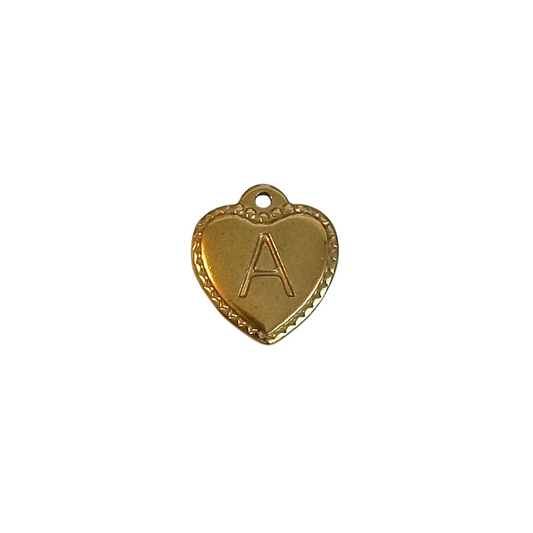 Gold Vintage Heart Letter Charm