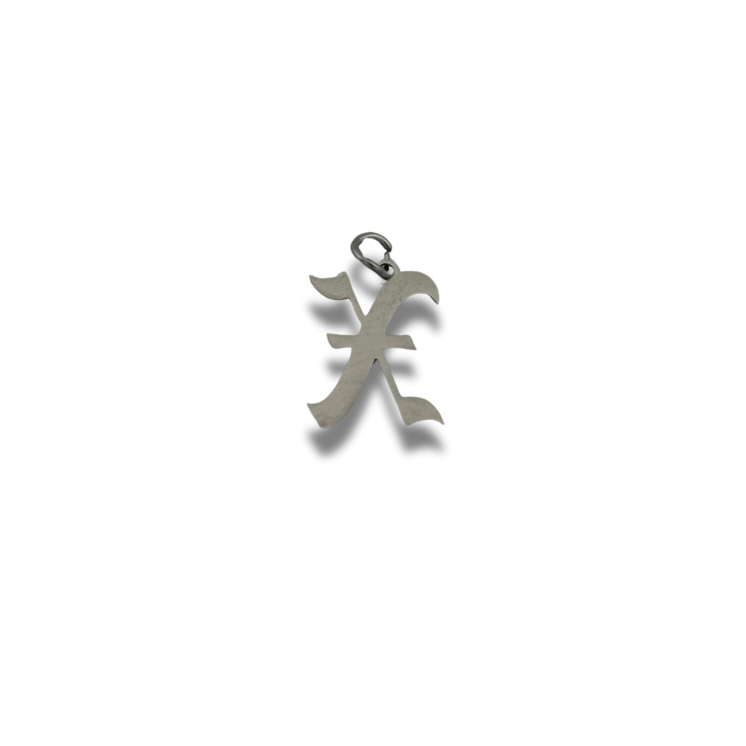 Old English Letter Charm Silver