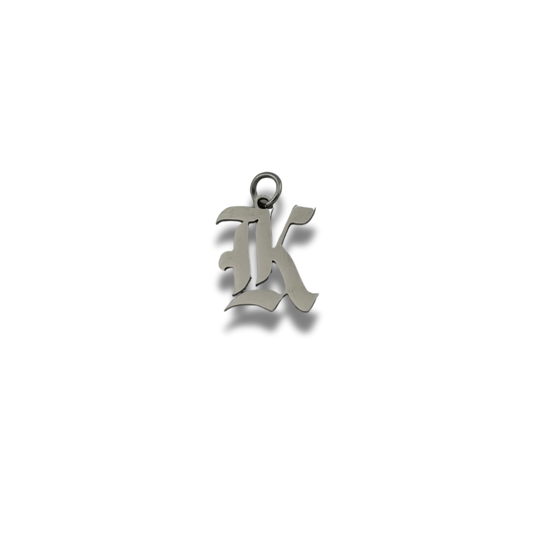 Old English Letter Charm Silver