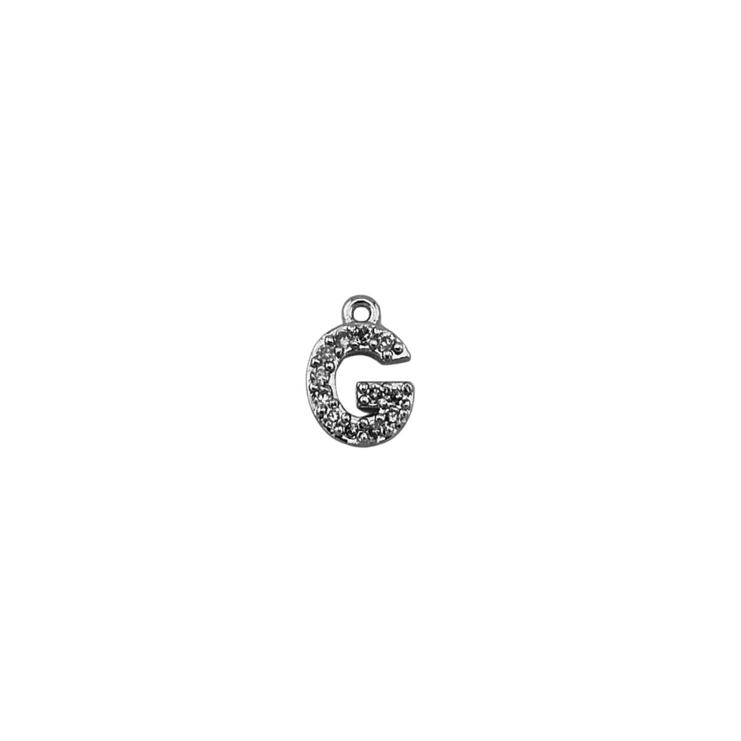 Dainty Sparkling Letter Charm Silver