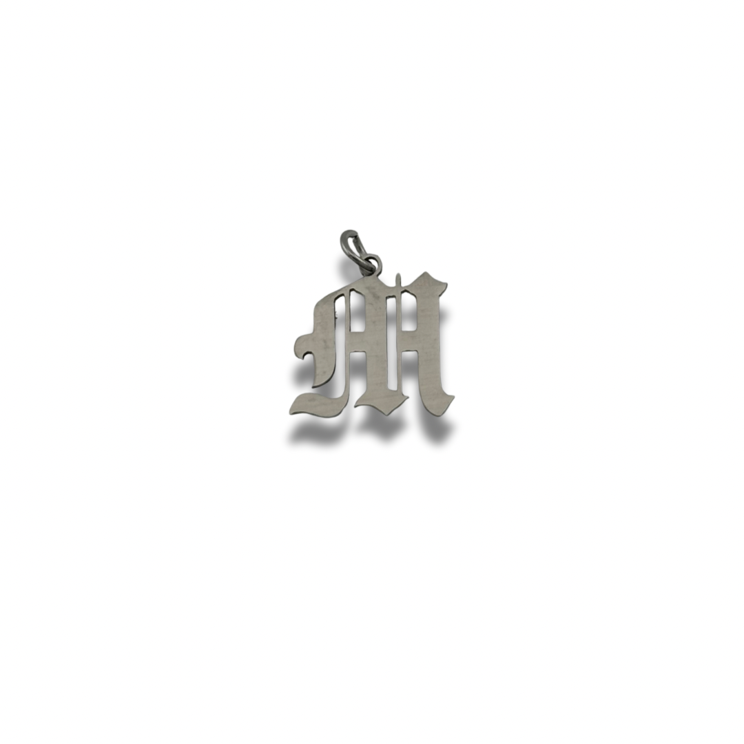 Old English Letter Charm Silver