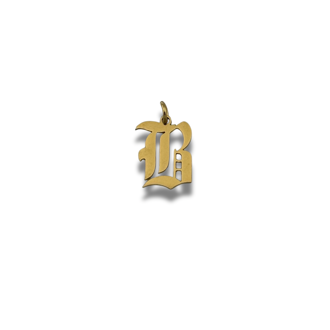 Old English Letter Charm Gold