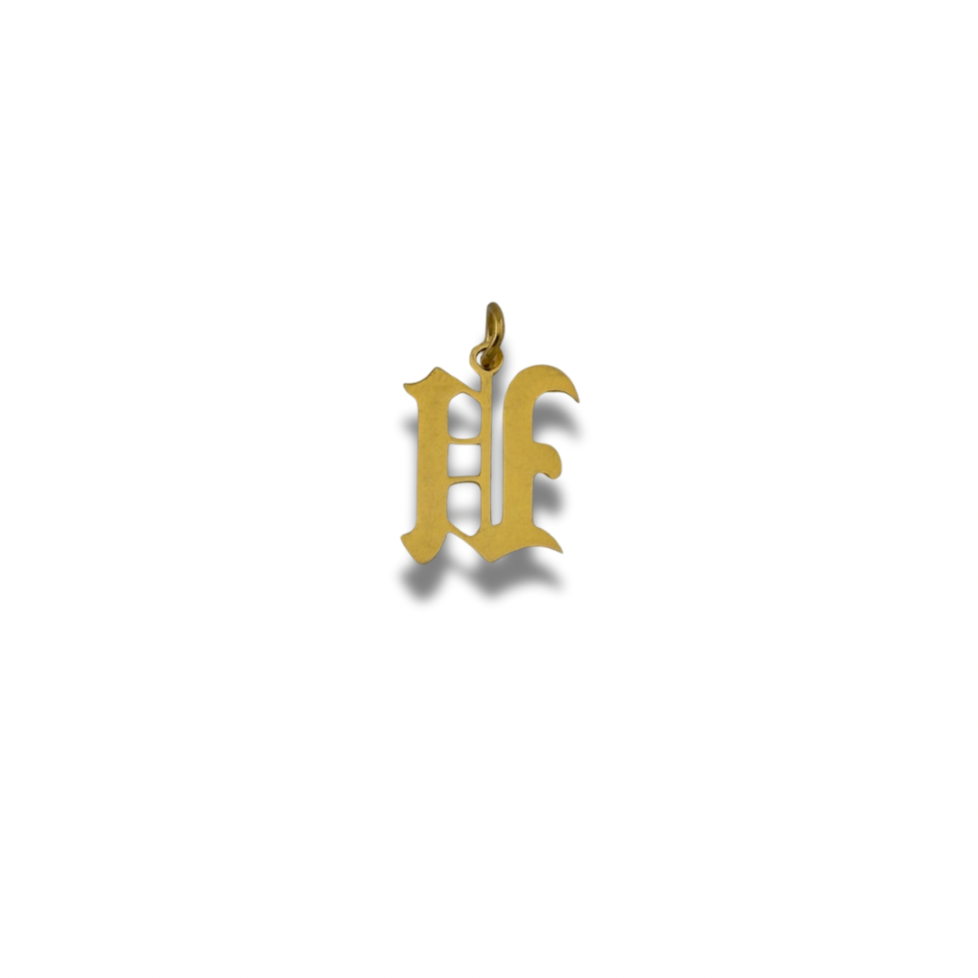 Old English Letter Charm Gold