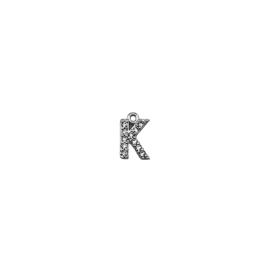 Dainty Sparkling Letter Charm Silver