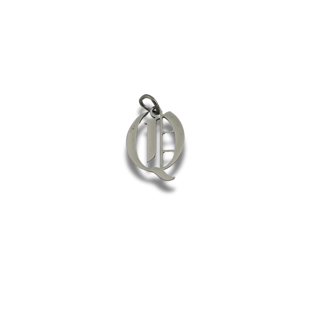 Old English Letter Charm Silver