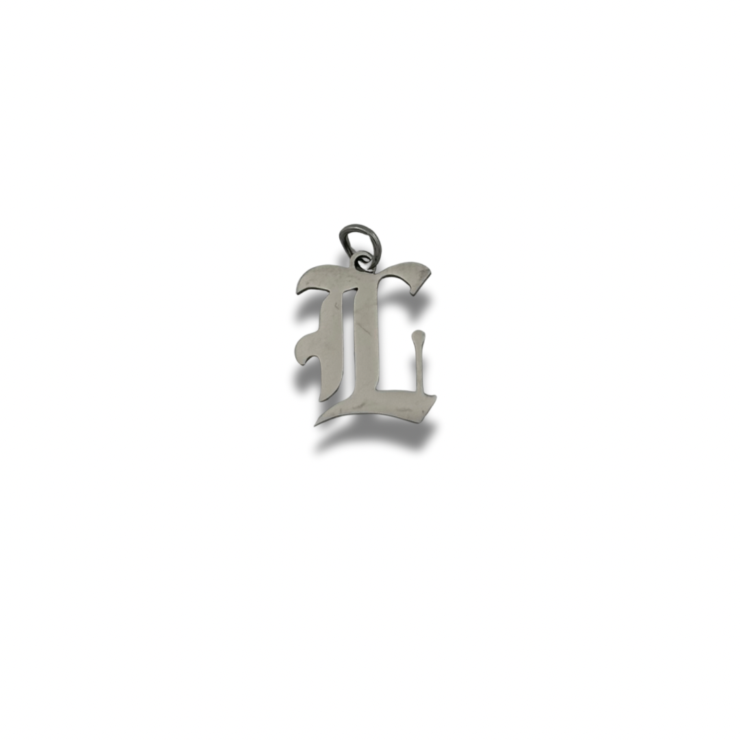 Old English Letter Charm Silver