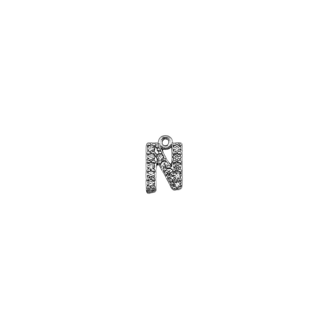 Dainty Sparkling Letter Charm Silver