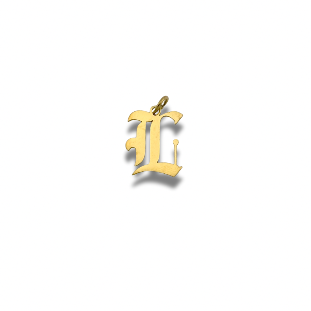 Old English Letter Charm Gold