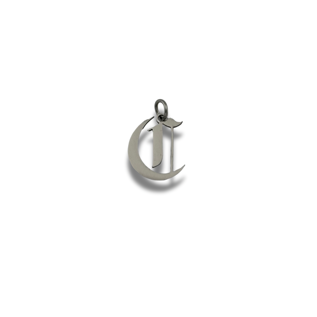 Old English Letter Charm Silver