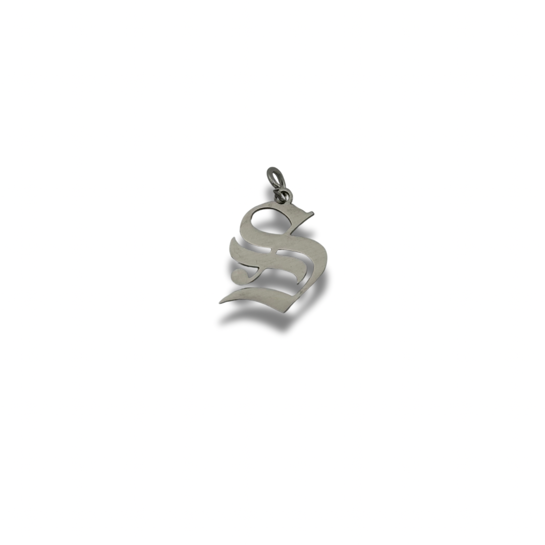 Old English Letter Charm Silver