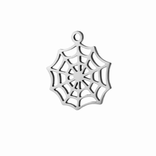 Silver Spider Web Charm