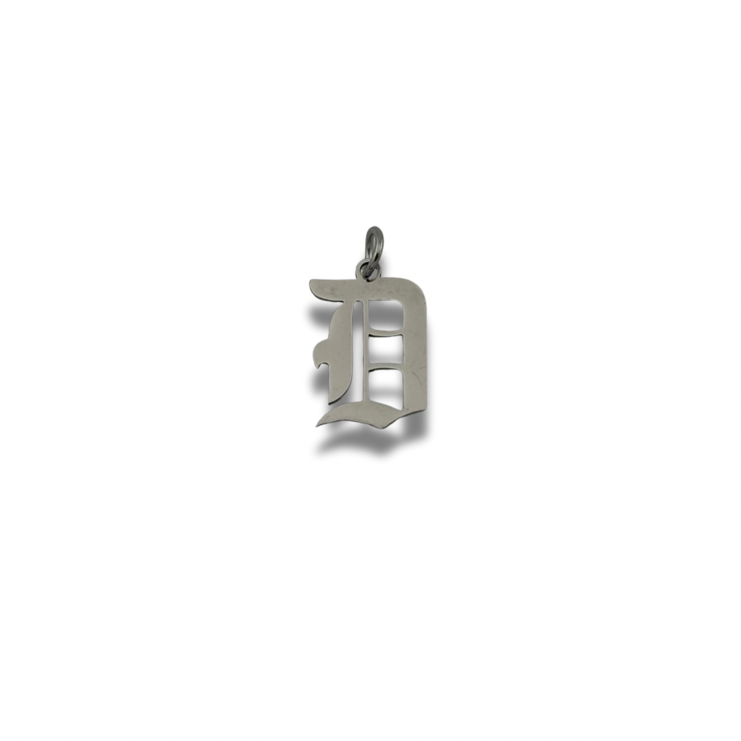 Old English Letter Charm Silver