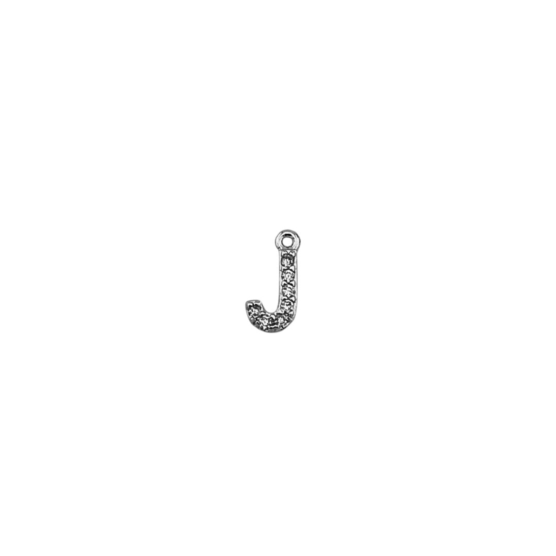 Dainty Sparkling Letter Charm Silver