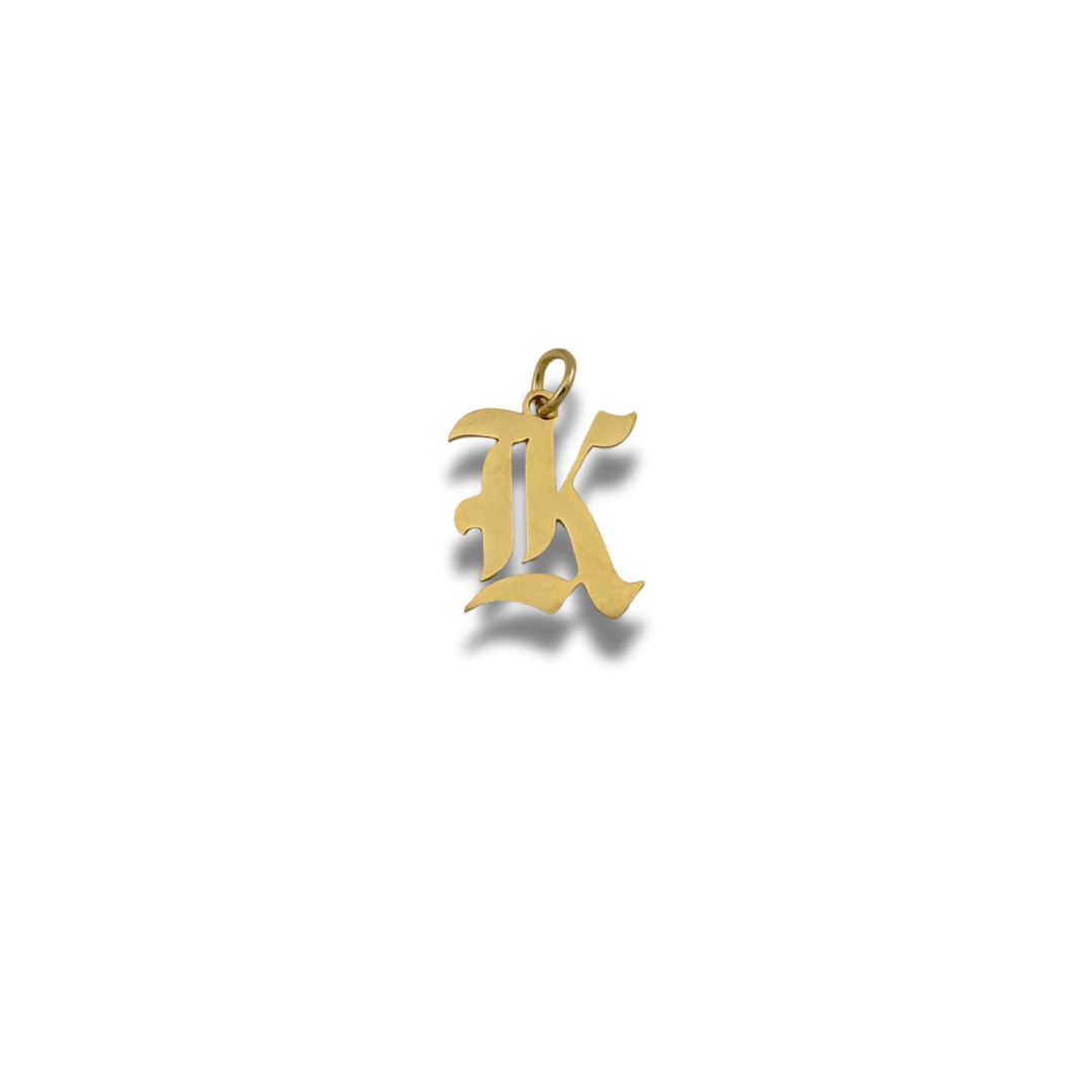 Old English Letter Charm Gold