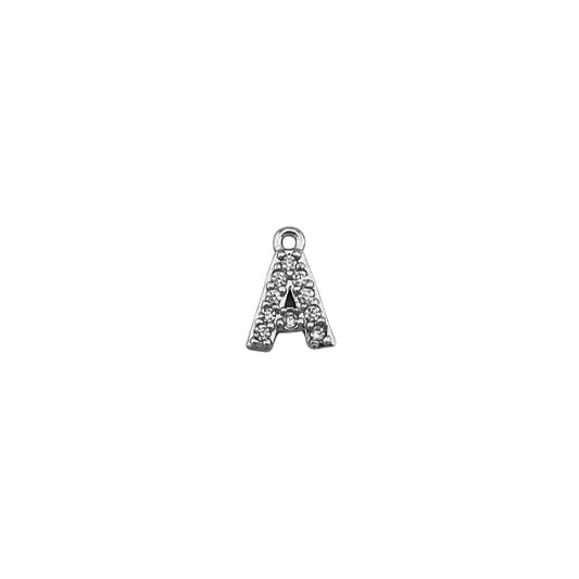 Dainty Sparkling Letter Charm Silver