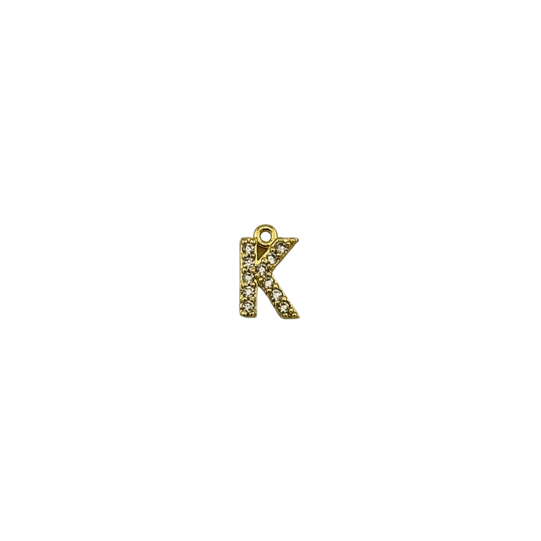 Dainty Sparkling Letter Charm Gold