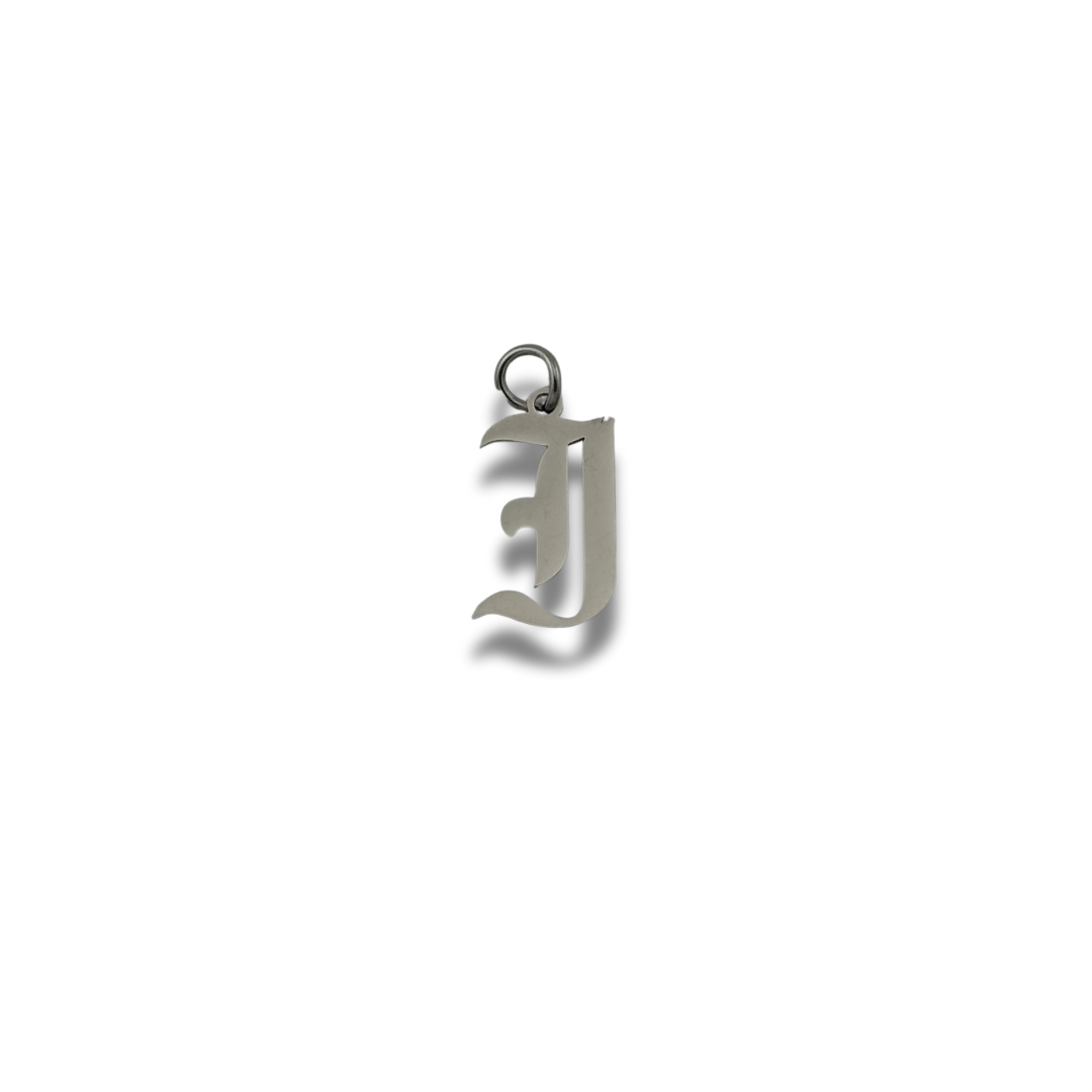 Old English Letter Charm Silver