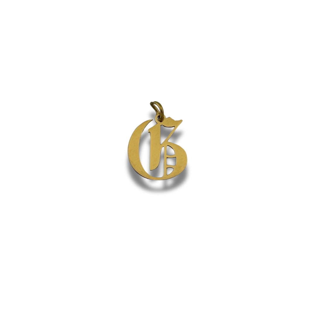 Old English Letter Charm Gold