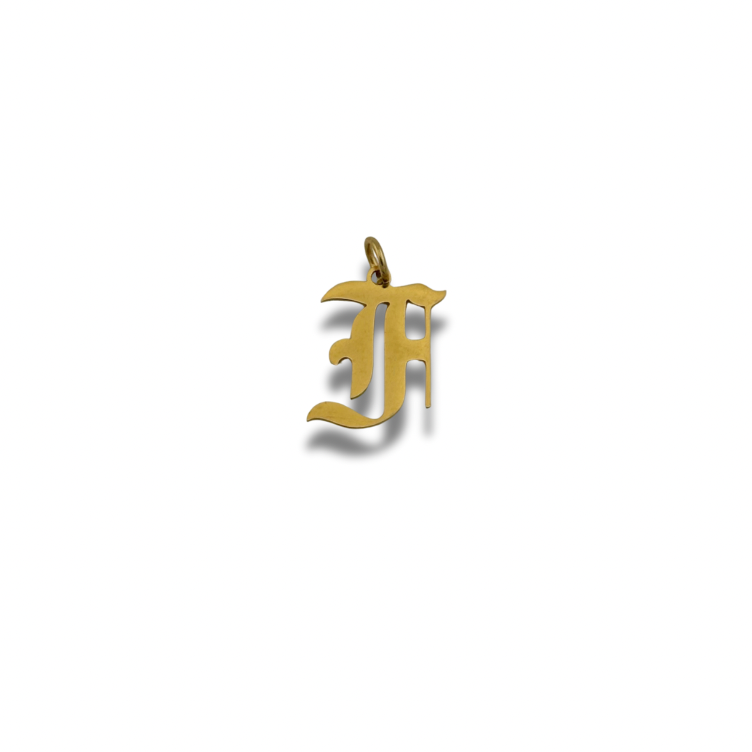 Old English Letter Charm Gold