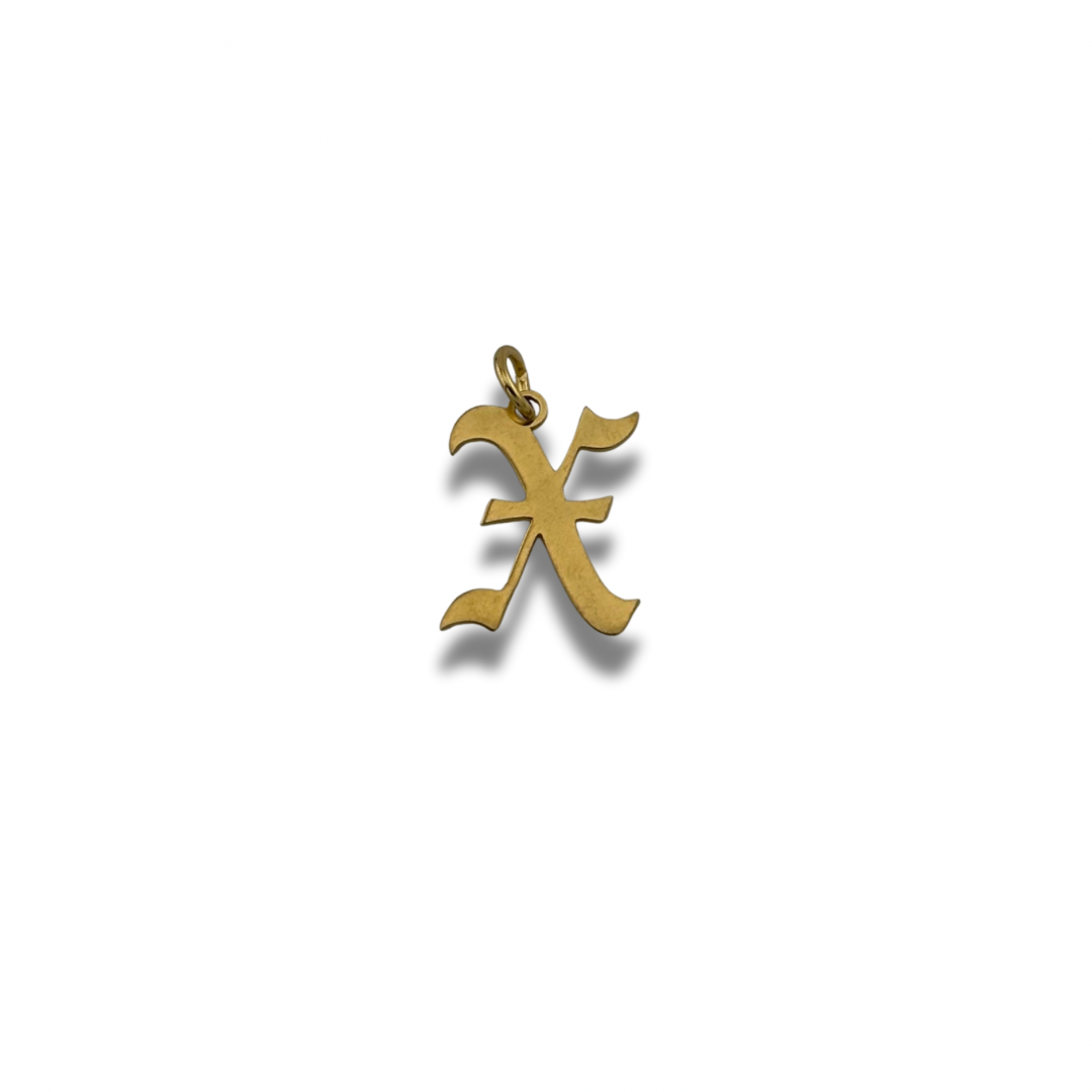 Old English Letter Charm Gold