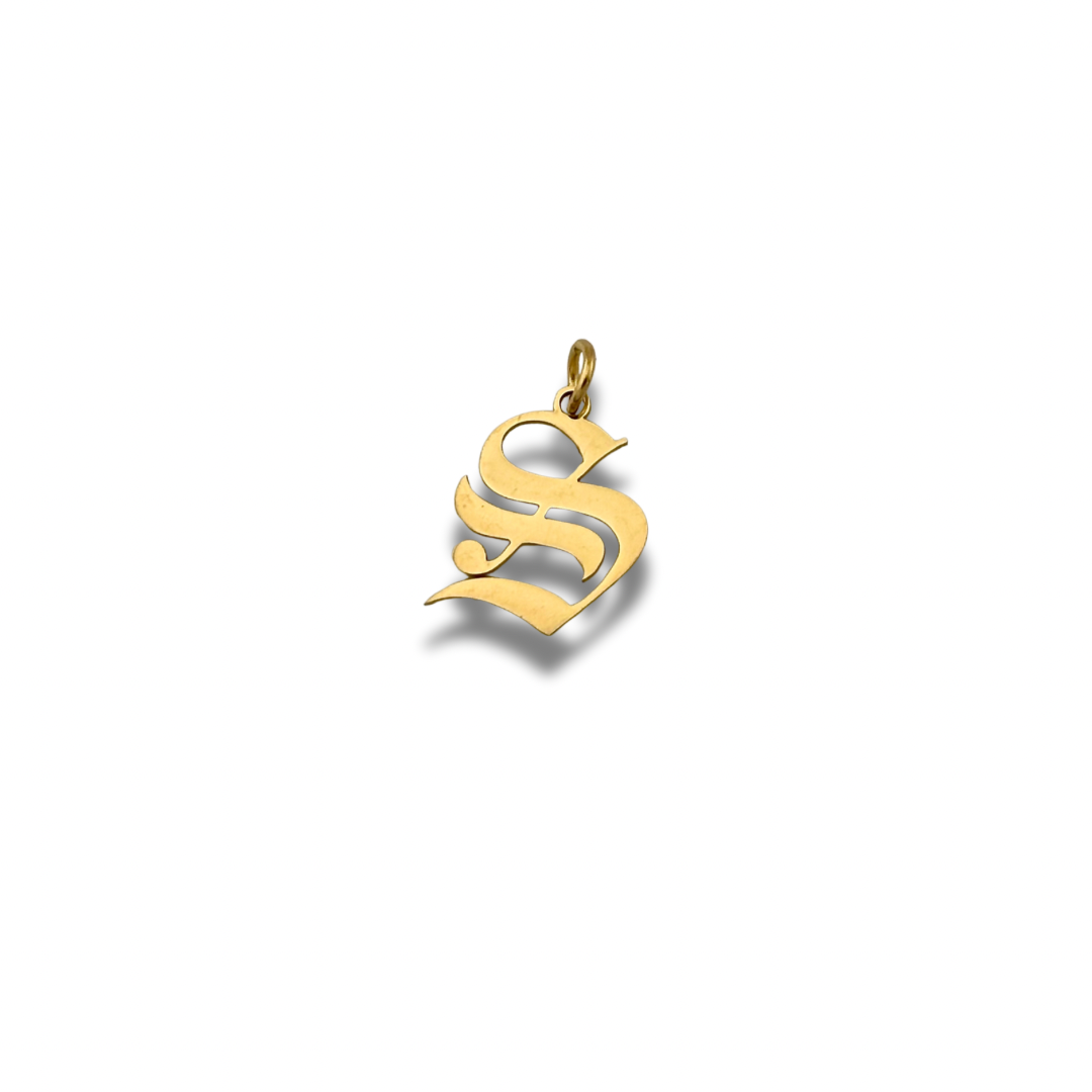 Old English Letter Charm Gold
