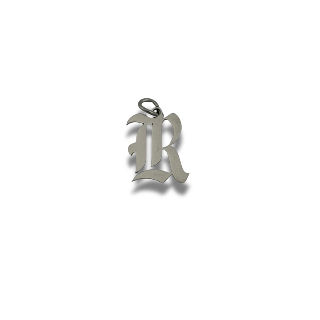 Old English Letter Charm Silver
