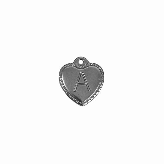 Silver Vintage Heart Letter Charm