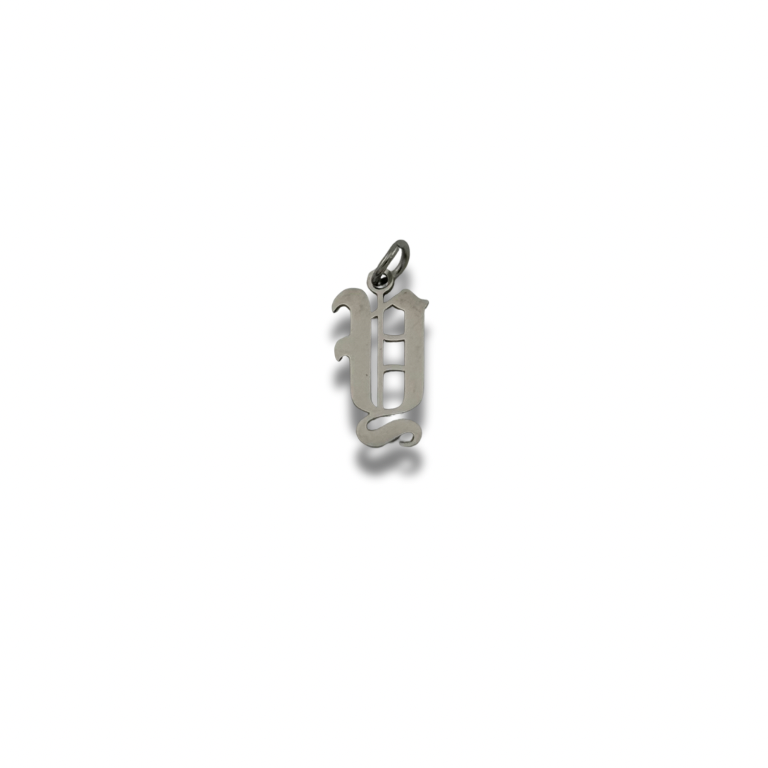 Old English Letter Charm Silver