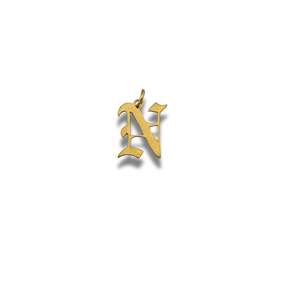 Old English Letter Charm Gold