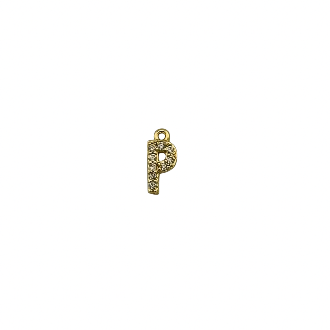 Dainty Sparkling Letter Charm Gold