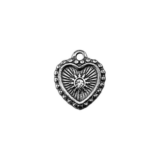 Silver Vintage Heart Charm