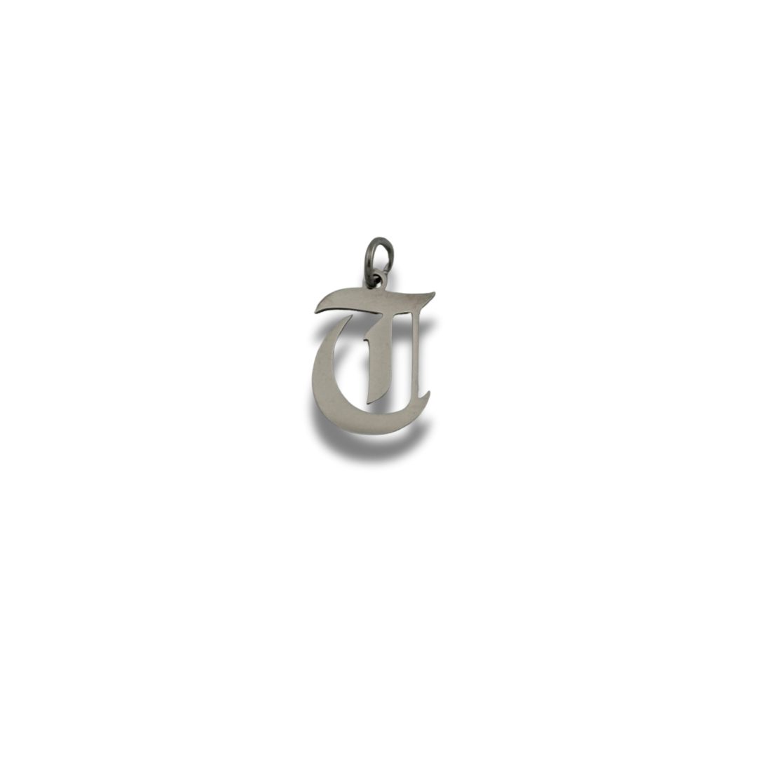 Old English Letter Charm Silver