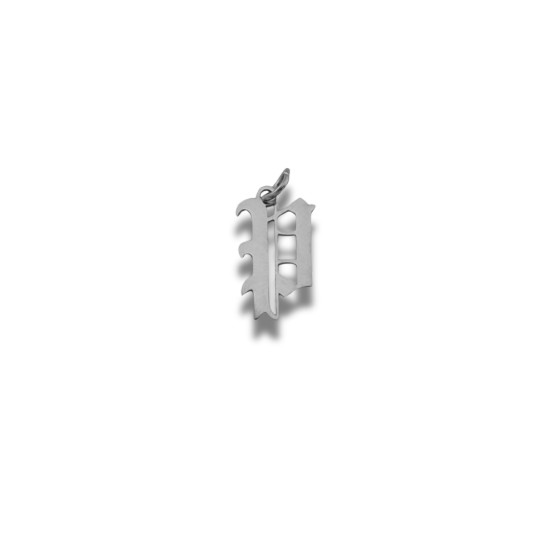 Old English Letter Charm Silver