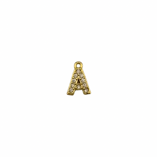 Dainty Sparkling Letter Charm Gold