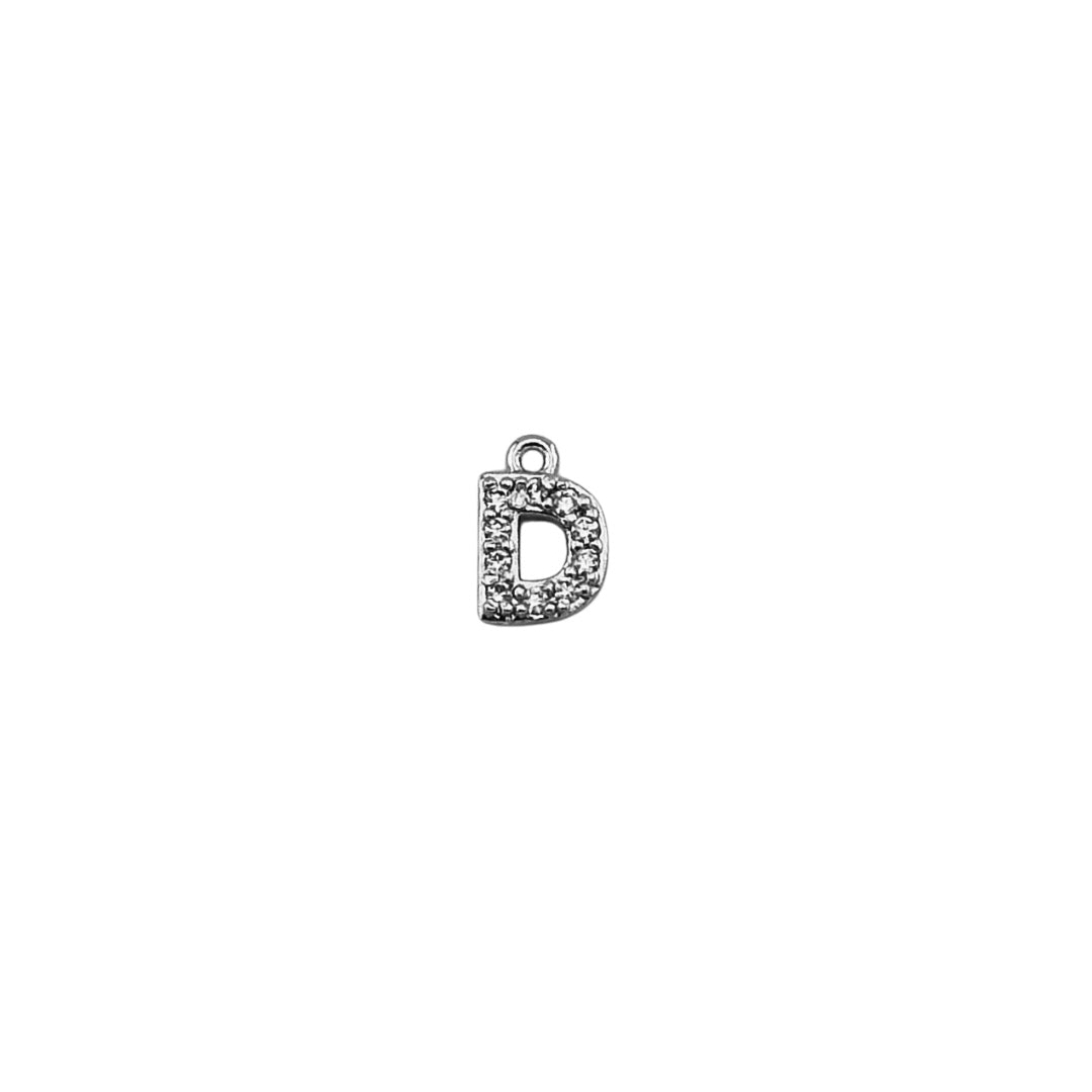 Dainty Sparkling Letter Charm Silver